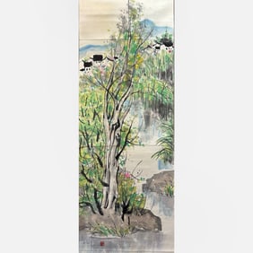 Landscape painting on paper - Wu Guanzhong (1919-2010)