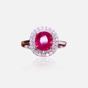 CGRL 18K gold diamond ring with Burmese ruby