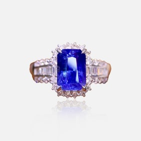 CGRL 18K gold diamond inlaid natural sapphire ring