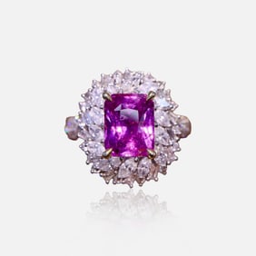 CGRL 18K gold diamond inlaid natural pink sapphire ring
