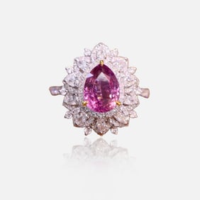 CGRL 18K gold diamond inlaid natural sapphire ring