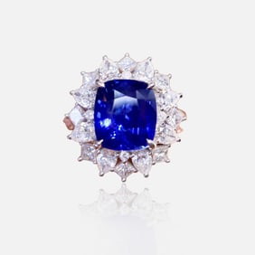 CGRL 18K gold diamond inlaid natural sapphire ring