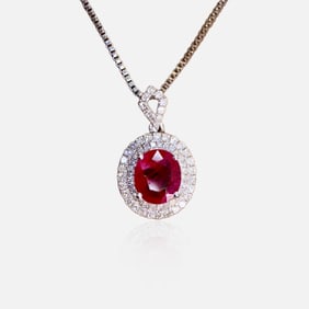 CGRL 18K gold diamond necklace with natural ruby