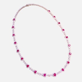 CGRL 18K Gold Diamond and Burmese Ruby Necklace