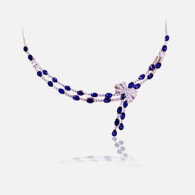 CGRL 18K gold diamond necklace with natural sapphire