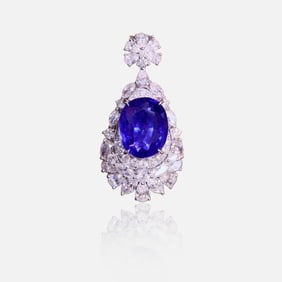 CGRL 18K gold diamond necklace with natural sapphire