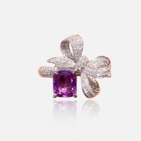 CGRL 18K gold diamond inlaid natural sapphire ring