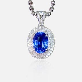 CGRL 18K gold diamond necklace with natural Burmese sapphire