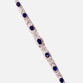 CGRL 18K gold diamond inlaid natural sapphire bracelet