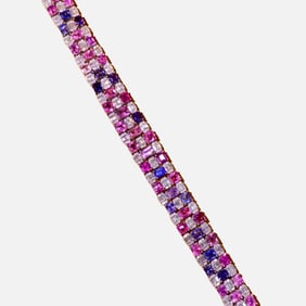 CGRL 18K Gold Diamond Inlaid Natural Padparadscha Gemstone Bracelet