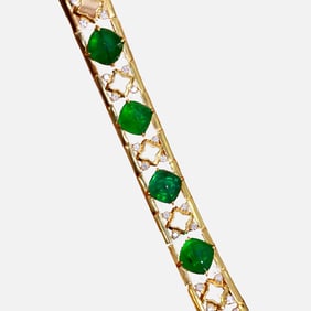 CGRL 18K gold diamond bracelet with natural emerald