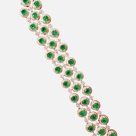CGRL 18K gold diamond bracelet with natural emerald