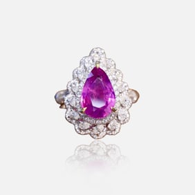 CGRL 18K gold diamond inlaid natural pink sapphire ring