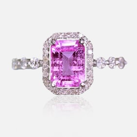 CGRL 18K gold diamond inlaid natural pink sapphire ring