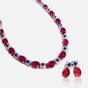 CGRL 18K gold diamond inlaid natural green tourmaline set