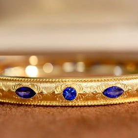 CGRL 18K gold diamond inlaid natural sapphire bracelet