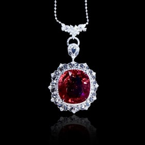 CGRL Huge 18K Gold Diamond Inlaid Natural Tourmaline Necklace
