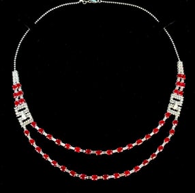 GUILD Luxurious 18K Gold Diamond Necklace with Natural Ruby