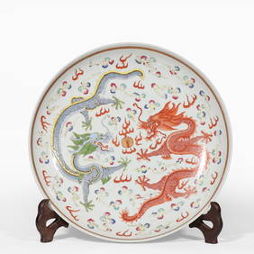Qing Guangxu Five-color Double Dragon Playing with Pearl Plate (1 of 9)