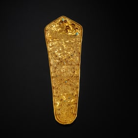 Rare pure gold inlaid gemstone phoenix pattern Danglu, about 200 BC or later, Han Dynasty