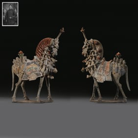 A pair of painted pottery horses from the Northern Wei Dynasty after 350 AD