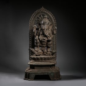 A bronze statue of the elephant-headed god Ganesha from the Kushan period, circa 1st century AD