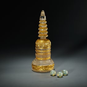 Crystal-gilded stupa from ancient India in the sixth century BC