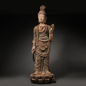 Painted wooden statue of Guanyin from the Sui Dynasty, 6th century AD