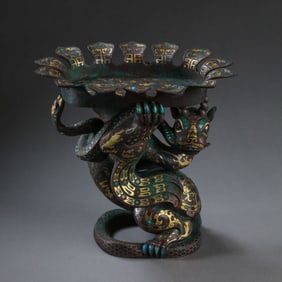 Bronze tray with gold, silver and gemstones, from around 500 BC onwards