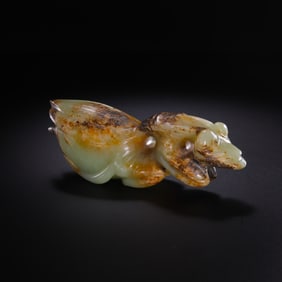 Neolithic Hongshan Culture 4000-3000 AD Yellow and white jade mantis