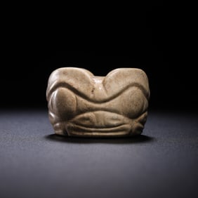 Neolithic Hongshan Culture, 4000-3000 AD, chicken bone and white jade cong with human face pattern