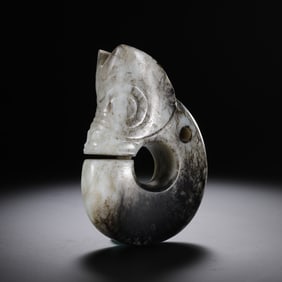 Neolithic Hongshan Culture 4000-3000 AD White Jade Pig Dragon