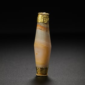 Tang Dynasty, 7th century, gold-plated agate beads