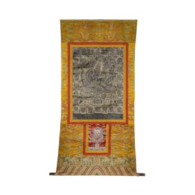 Rare black-ground painted Vajrabhairava thangka from the 17th and 18th centuries