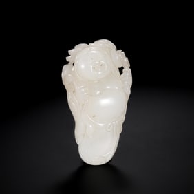 A 17th-18th century Hetian white jade Maitreya Buddha hand-held figurine