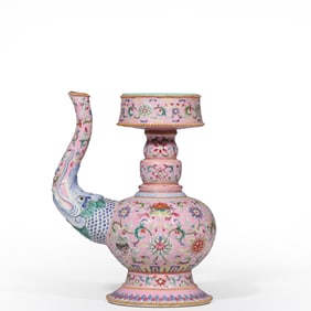 Qing Dynasty Qianlong Famille Rose Ruyi Lian Pattern Vase