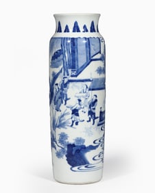 17th and 18th century blue and white elephant-leg vase with story patterns