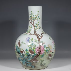 Qing Dynasty Qianlong Famille Rose Celestial Globe Vase