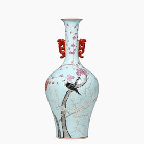 Qing Guangxu Dayazhai "Joy on the Eyebrows" two-eared vase