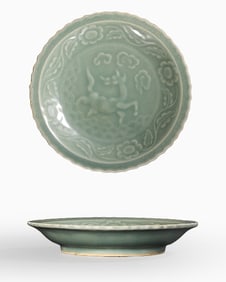 Longquan kiln auspicious beast pattern plate from the Song Dynasty