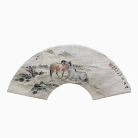 Fan with a picture of a galloping horse - Zhao Shuru (1874-1945)