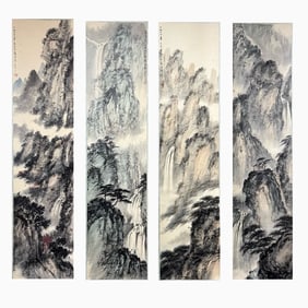 Four-panel landscape painting - Fu Baoshi (1904-1965)