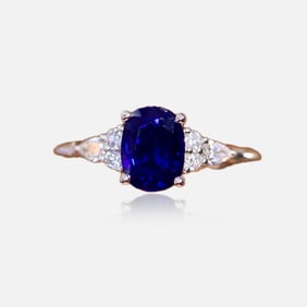 CGRL 18K gold diamond inlaid natural sapphire ring