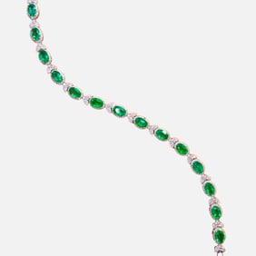 CGRL 18K gold diamond bracelet with natural emerald