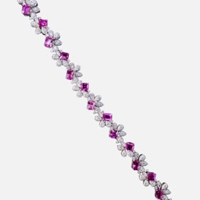 CGRL 18K gold diamond inlaid natural sapphire bracelet