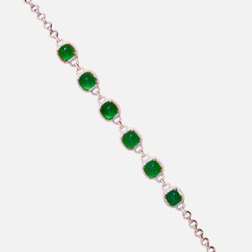 CGRL 18K gold diamond bracelet with natural emerald