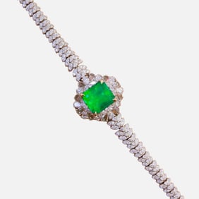 CGRL 18K gold diamond bracelet with natural emerald