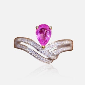 CGRL 18K gold diamond inlaid natural sapphire ring