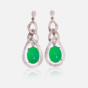 CGRL 18K gold diamond inlaid natural emerald earrings