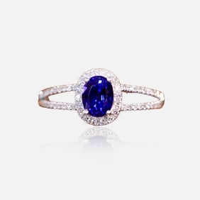 CGRL 18K gold diamond inlaid natural sapphire ring